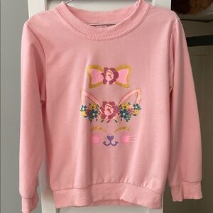 Pink Cat Graphic Kids Sweatshirt